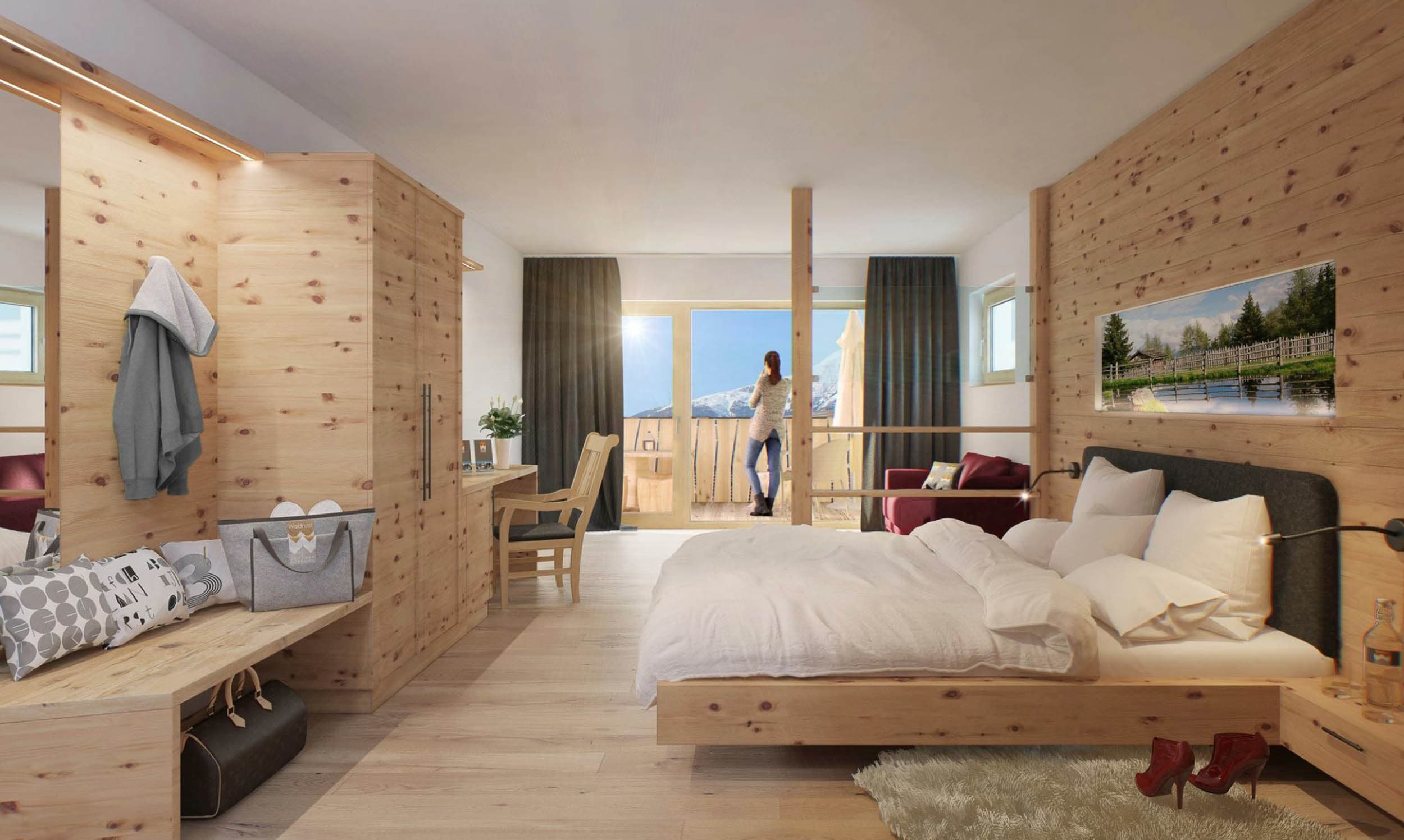 Zimmer Montara Terenten Hotelzimmer Pustertal Superior Premium Nature Suite Hotel Zirbenholz Preise Inklusivleistungen (4)